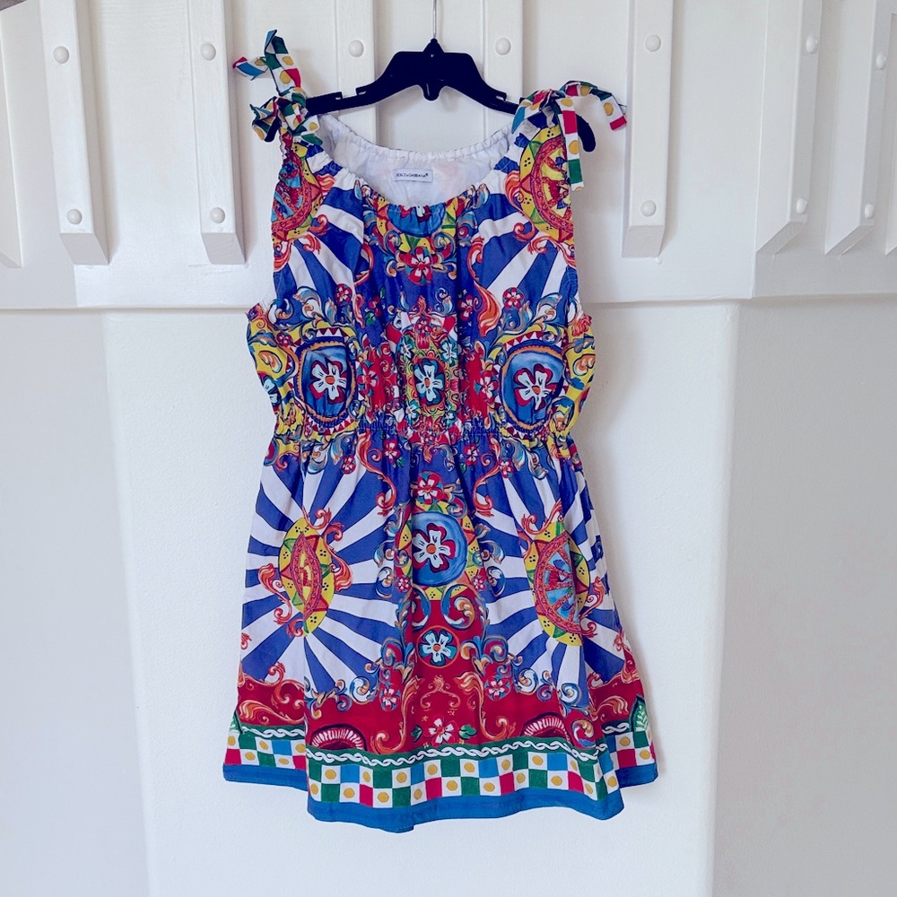 Dolce & Gabbana Multicolor Kids Dress with Bow Straps